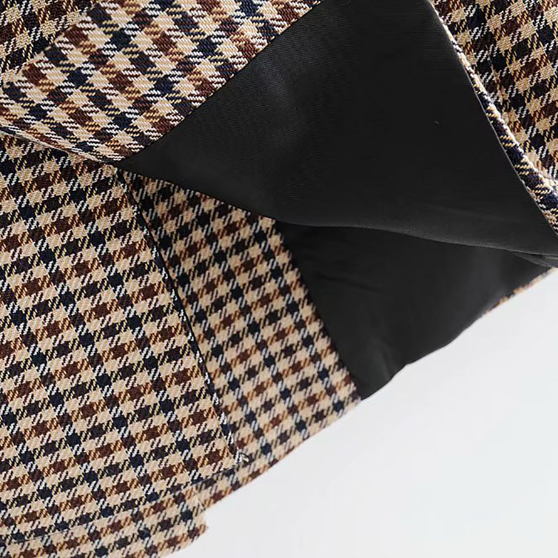 Vintage Woman Plaid Suit Blazer Fashion Ladies Autumn Casual Elegant jacket Femal Double breasted Coat 210515