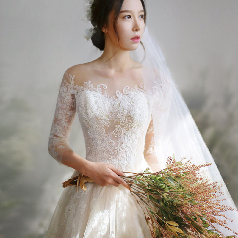 2021 Wedding Dress Lace Three Quarter Sleeves Sweep/Brush Train Crost Back A-Line Princess Vintage Bride Dresses, White
2021 Wedding Dress Lace Three Quarter Sleeves Sweep/Brush Train Crost Back A-Line Princess Vintage Bride Dresses, White