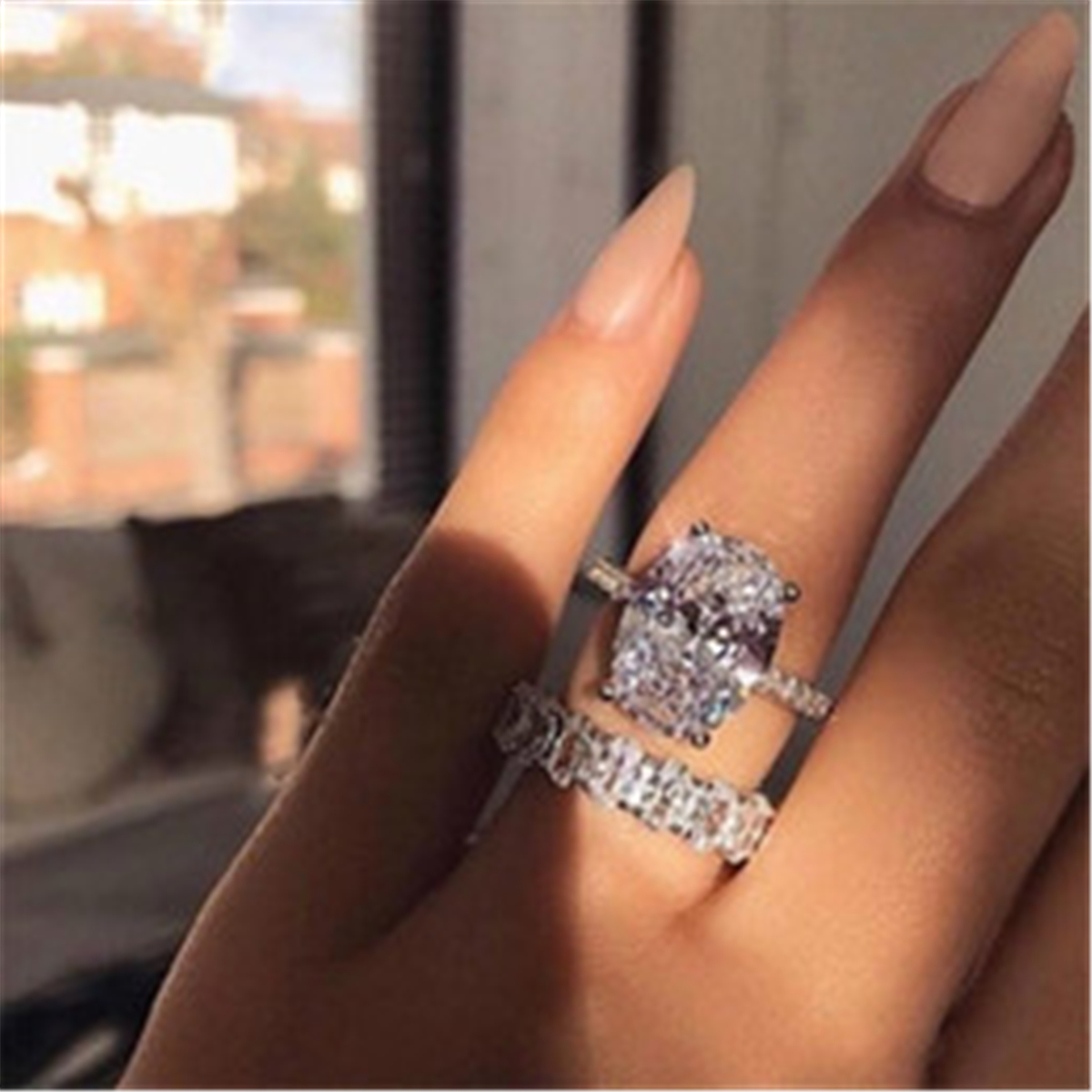 2021 Vecalon Classic 925 Sterling Silver ring set Oval cut 3ct Diamond Cz Engagement wedding Band rings for women Bridal bijoux, Slivery;golden
2021 Vecalon Classic 925 Sterling Silver ring set Oval cut 3ct Diamond Cz Engagement wedding Band rings for women Bridal bijoux, Slivery;golden