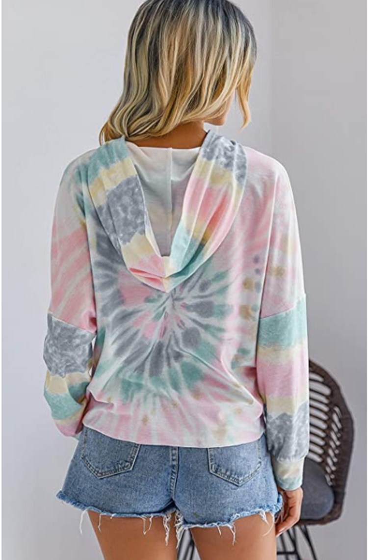 Women's Hoodies Sweatshirts Autumn 2022 European and American tie-dye printing hooded long-sleeved sweater