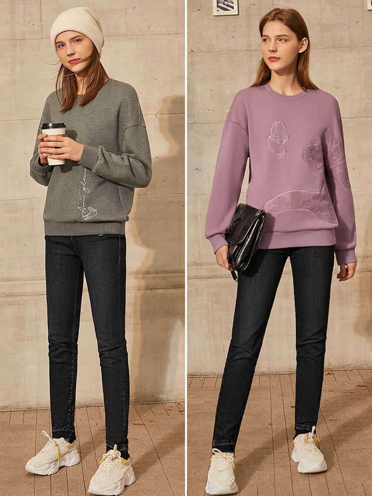 Minimalism Winter Jeans For Women Fashion Black Zipper Straight Female Trousers Causal Women's 12030589 210527