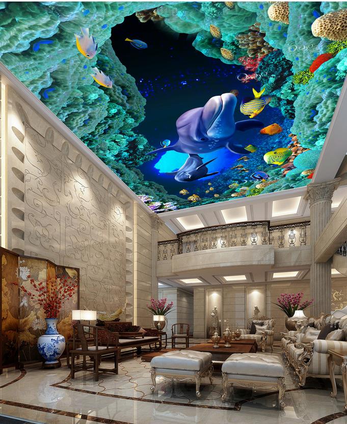 Ocean World Dolphin Stereo Ceiling Mural modern wallpaper for living room 3d ceilings, Blue
Ocean World Dolphin Stereo Ceiling Mural modern wallpaper for living room 3d ceilings, Blue