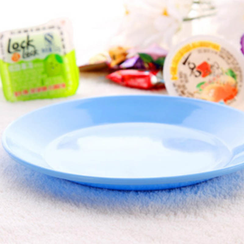 1Pcs Kitchen Tableware Snack Plate Plastic Food Grade Fruit Dish Small Flat Plates Colorful