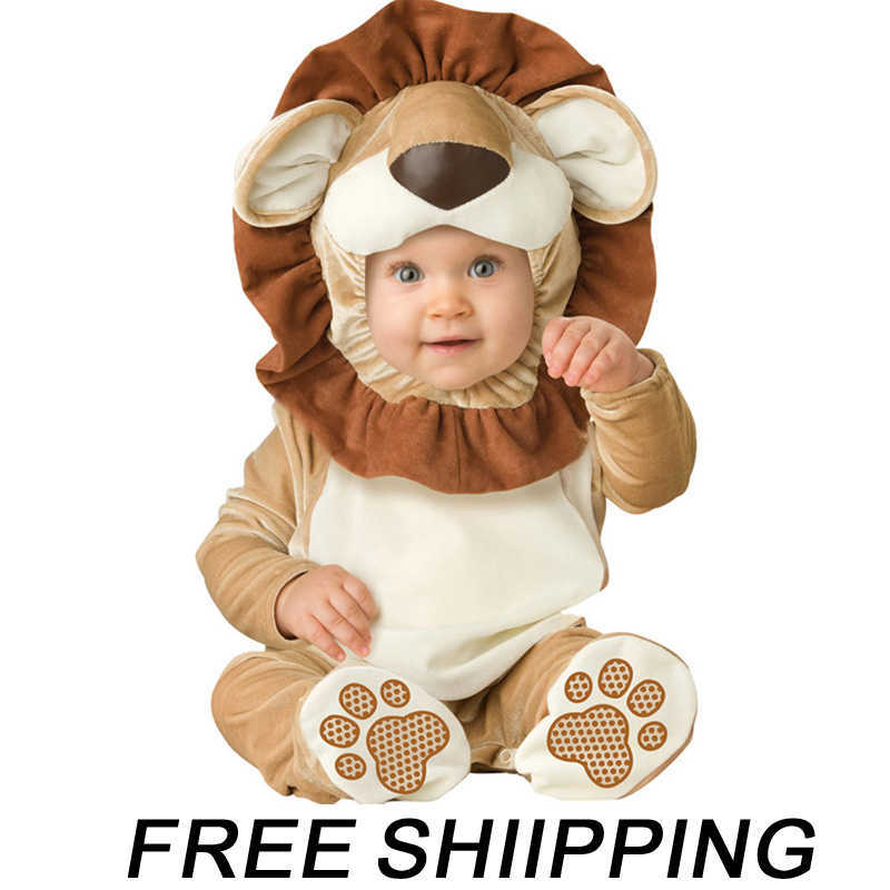 Animal Carnival Halloween Outfits Baby Boys Girls Costume Animal Cosplay Rompers Jumpsuit Toddlers Infant Clothes 210821