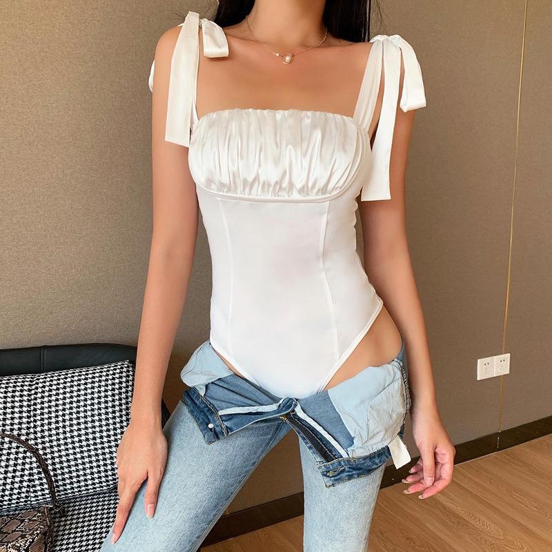 Women's Two Piece Pants Solid Color Slim Sexy Pleated Wrap-around Lace-up Strap Bodysuit White Jumpsuit
Women's Two Piece Pants Solid Color Slim Sexy Pleated Wrap-around Lace-up Strap Bodysuit White Jumpsuit