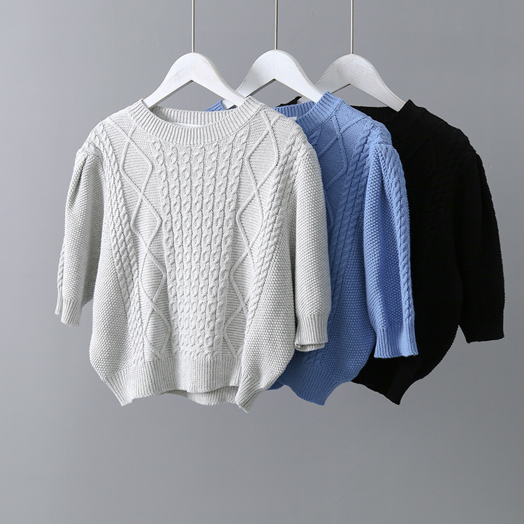 Nomikuma Knitted Half Sleeve Women Sweater Autumn New Korean Twisted Pullover Causal Short Elegant Sueter Mujer 6C221 210427