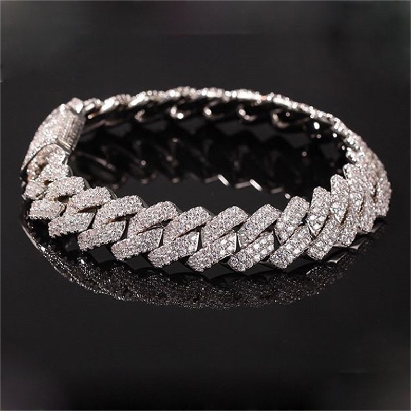 New Arrival Personalized Gold Bling Diamond Mens Cuban Link Chain Bracelet Iced Out Cubic Zirconia Curb Wristband Chains Jewelry 3