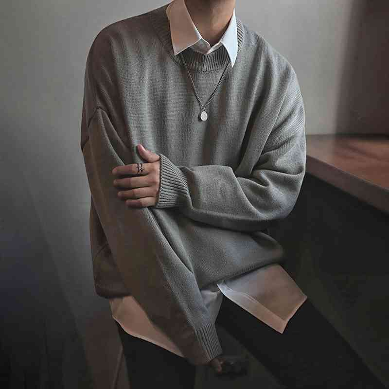 IEFB Korean fashion sweater men's fashion Spring Autumn loose crew neck Pullover Sweaters thickened casual kintwear tops 9Y4516 210524