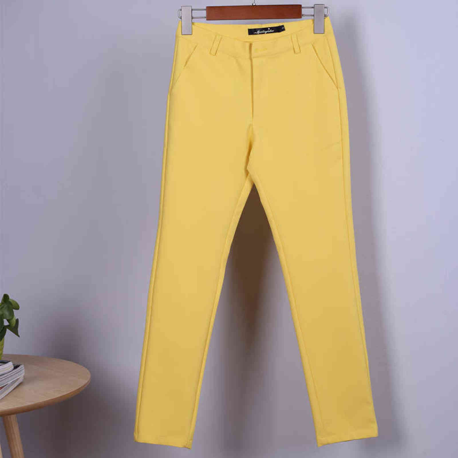 Women Autumn Cute 20 Candy Colors Pencil Pants Elegant Basic Stretch Plus Size Mom Leggings Fashion Casual Trousers 211115