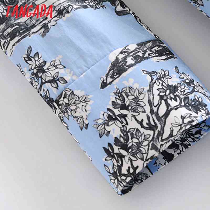 Fashion Women Flowers Print Shirt Long Sleeve Office Ladies Midi Dress with Slash 3H65 210416