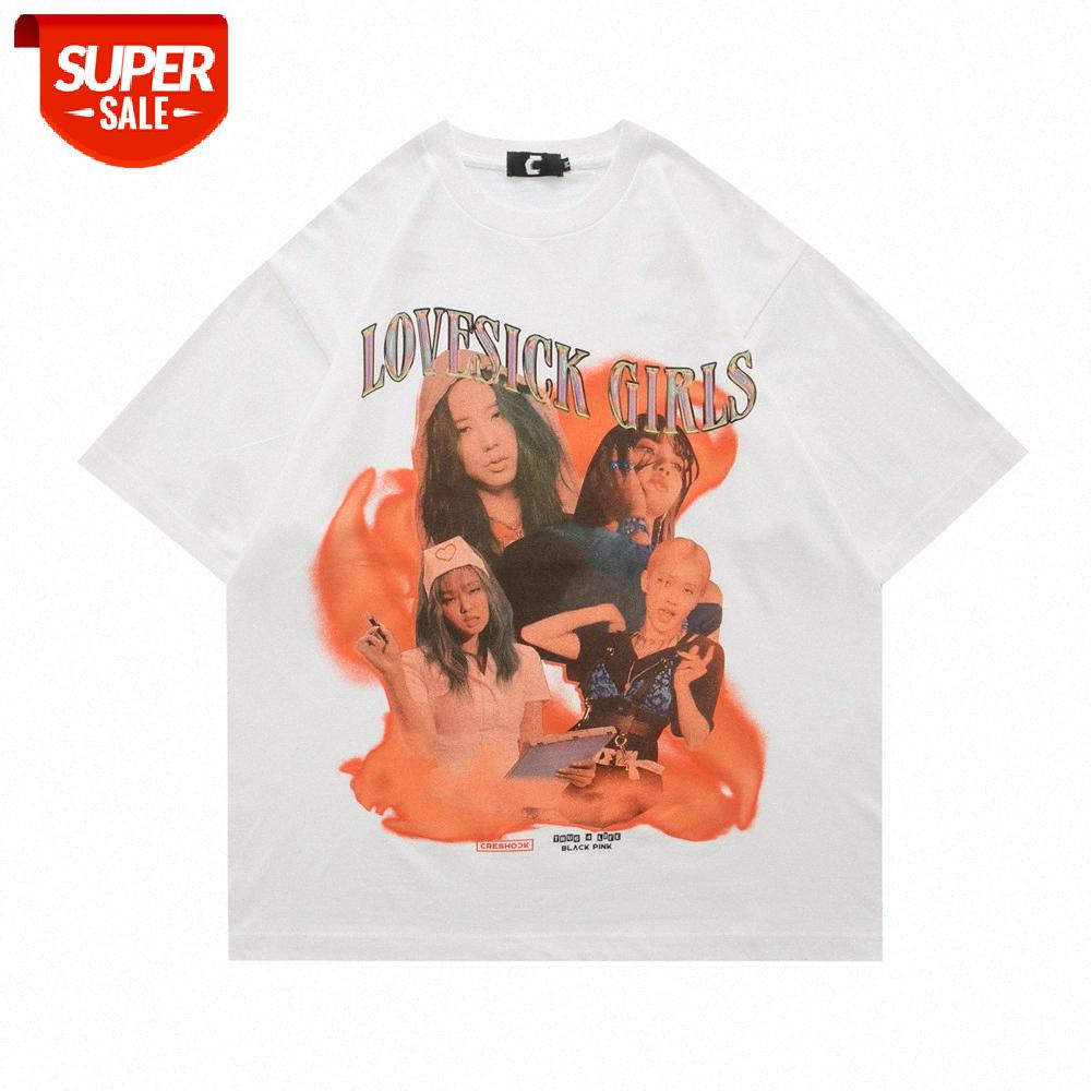 BLACKPINK Character Print Short Sleeve T-shirt Men's American Loose Five-point Round Neck Half #SG83, White;black
BLACKPINK Character Print Short Sleeve T-shirt Men's American Loose Five-point Round Neck Half #SG83, White;black