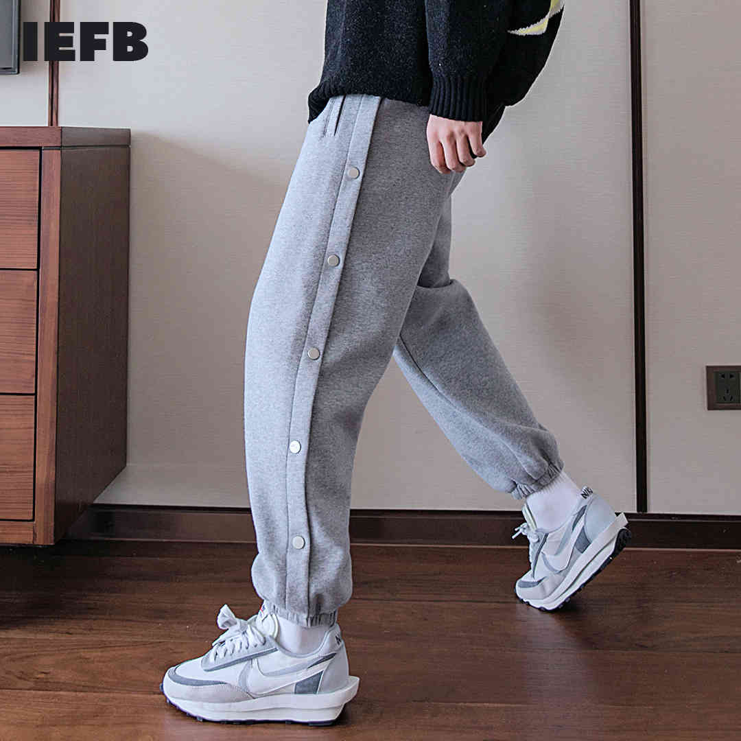 IEFB / men's clothing slit-breasted pants men's casual pants loose autumn fashion all-match workwear leggings trousers Y4141 210524