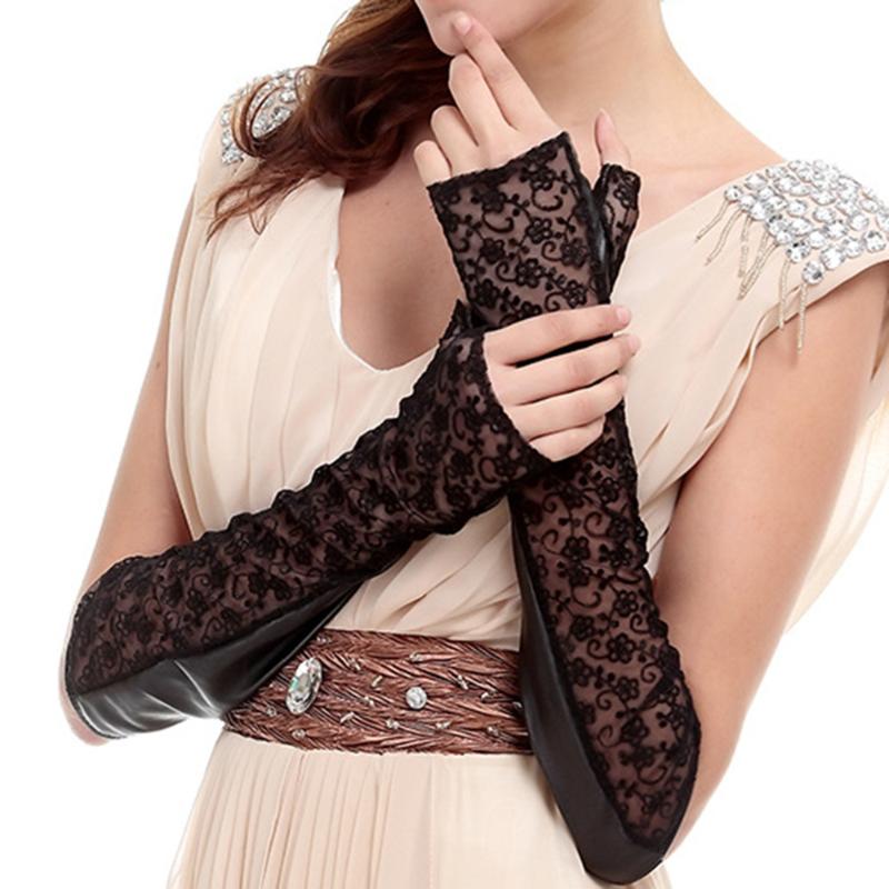 Five Fingers Gloves Women's Genuine Lace Leather Sheepskin Stitching Sunscreen Long Half-finger Spring Female Elegant Mittens S2161
Five Fingers Gloves Women's Genuine Lace Leather Sheepskin Stitching Sunscreen Long Half-finger Spring Female Elegant Mittens S2161