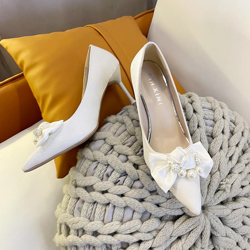 Dress Shoes 8 Cm 2021 European Wedding Bridal Female Pumps Drill Rhinestone Crystal Bow Stiletto Pointed Toe White High Heels, As pic
Dress Shoes 8 Cm 2021 European Wedding Bridal Female Pumps Drill Rhinestone Crystal Bow Stiletto Pointed Toe White High Heels, As pic