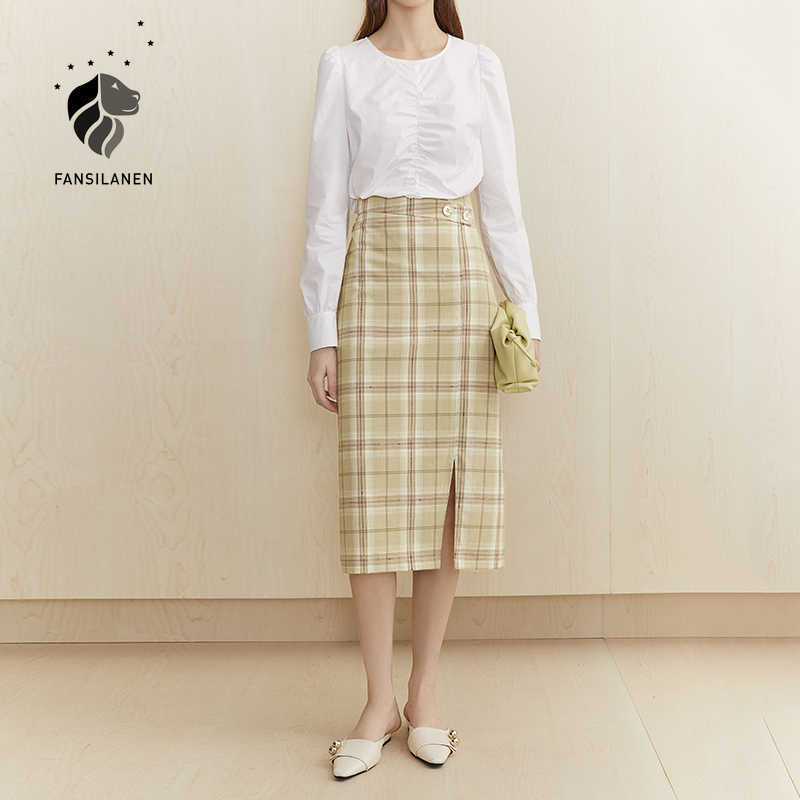 FANSILANEN High waist elegant yellow long plaid skirt Women sexy split vintage pencil Office lady checkered bodycon 210607
FANSILANEN High waist elegant yellow long plaid skirt Women sexy split vintage pencil Office lady checkered bodycon 210607