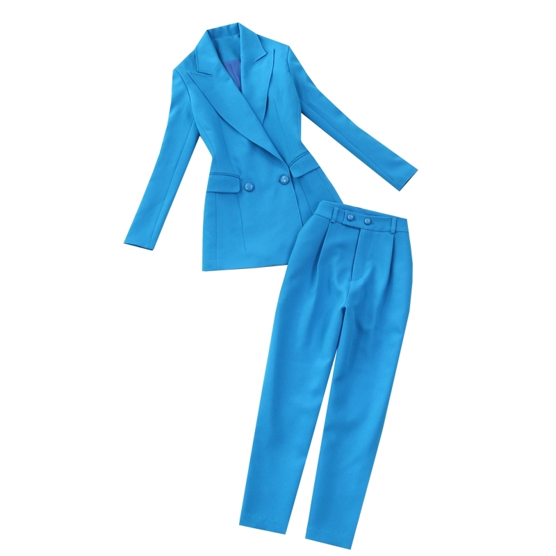 Women's suit set spring and summer women's pants large size Slim blue jacket high waist feet two-piece 210527
Women's suit set spring and summer women's pants large size Slim blue jacket high waist feet two-piece 210527