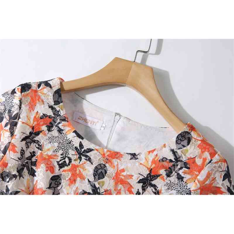 Summer Lace Dress Women Office Party Short Sleeve O-Neck Sexy Hollow Out Casual Ladies Vestidos Free Belt 210520