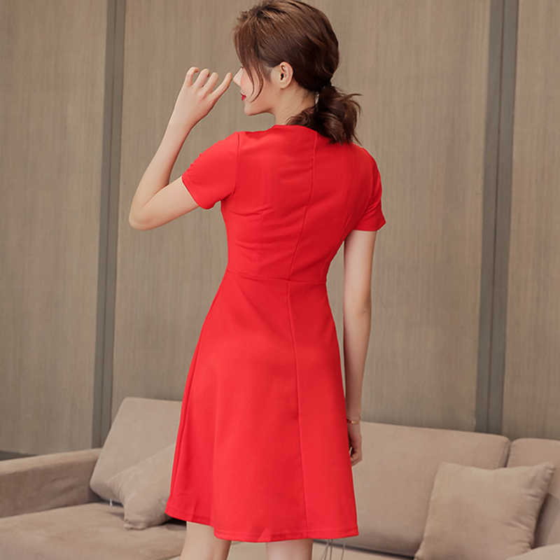 Dresses For Women Short Sleeve Woman Dress Vestido De Mujer Square Collar Black Red Chiffon Dress Women Vestidos D625 210602