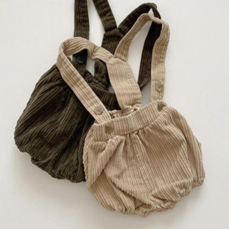 0-2Yrs Infant Baby Boys Girls Corduroy Braces Rompers Clothing Spring Autumn Kids Boy Girl Clothes 210521