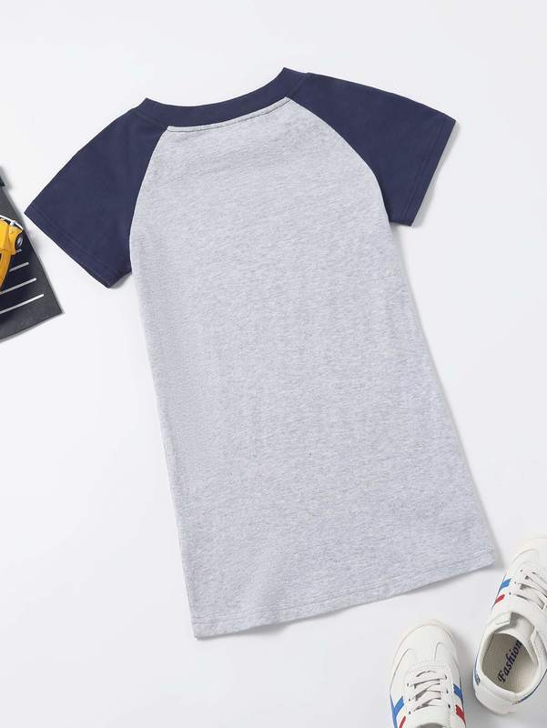 Toddler Girls Color Block Raglan Sleeve Dress SHE