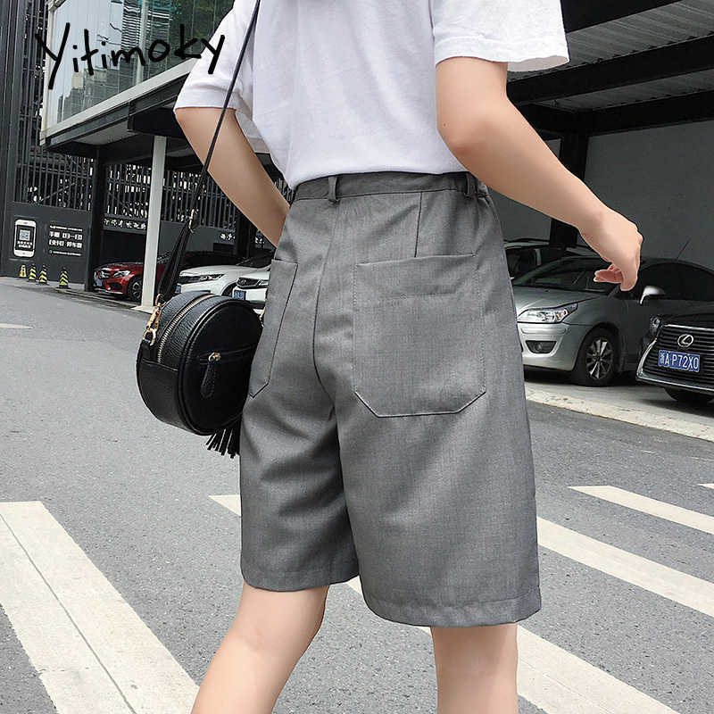 high waist shorts black women summer Formal Solid Straight plus size 5XL short pants fashion korean wide leg pant 210714
