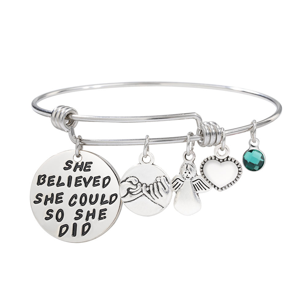 12 Birthstone Angel Heart Charm Expandabel Bangle Bracelet Stainless Steel wire wristband bracelets for women girls birth day fashion jewelr, Black
12 Birthstone Angel Heart Charm Expandabel Bangle Bracelet Stainless Steel wire wristband bracelets for women girls birth day fashion jewelr, Black