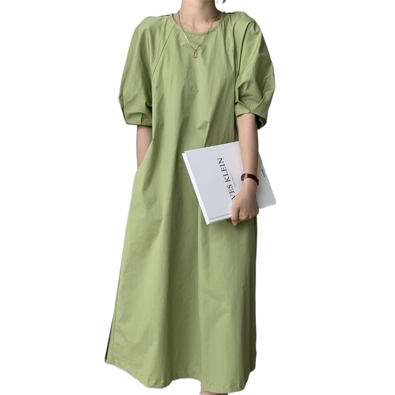Fashionable Women's Dress Summer Simple Lazy Loose Mid-length Pleated Design Puff Sleeve Round Neck For Women 210520, Fruit green
Fashionable Women's Dress Summer Simple Lazy Loose Mid-length Pleated Design Puff Sleeve Round Neck For Women 210520, Fruit green
