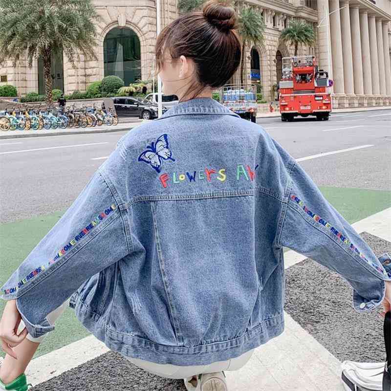 Women's Jackets Vintage women's jean jacket, jersey jeans spring with bat sleeve and butterfly letter embroidery J4L2, 1# shoe box
Women's Jackets Vintage women's jean jacket, jersey jeans spring with bat sleeve and butterfly letter embroidery J4L2, 1# shoe box