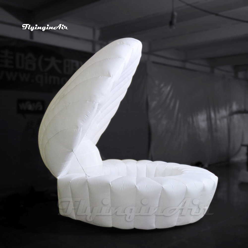 Customized Giant Inflatable Shell Model 3m White Clam Balloon Air Blown Mussel That Actors Hide Inside For Stage Show
