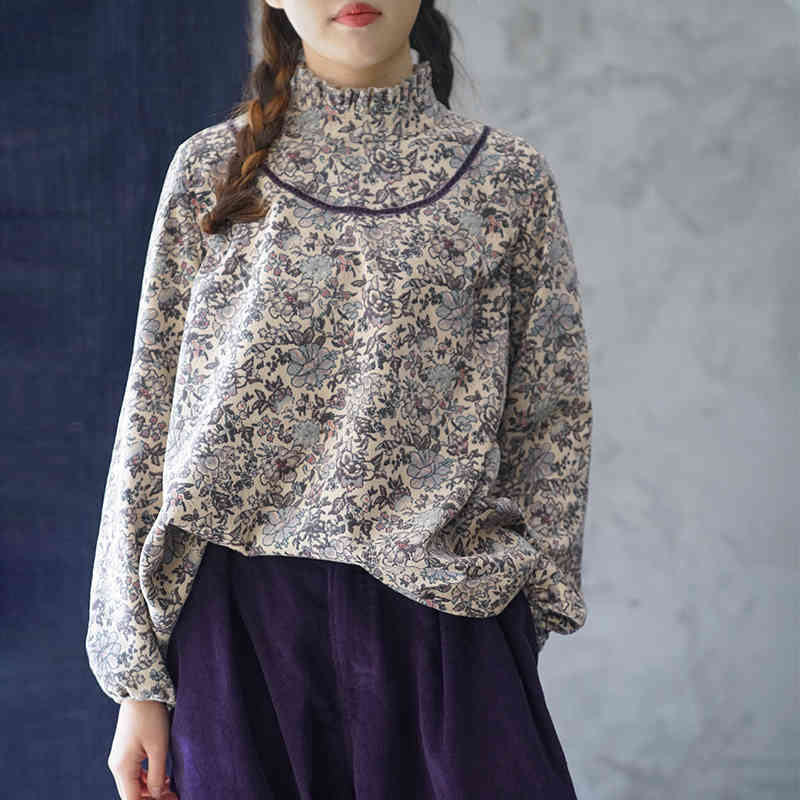 Johnature Women Original Corduroy T-Shirts Print Floral Turtleneck Long Sleeve Spring Vintage Loose Women Soft T-Shirts 210521, Purple
Johnature Women Original Corduroy T-Shirts Print Floral Turtleneck Long Sleeve Spring Vintage Loose Women Soft T-Shirts 210521, Purple