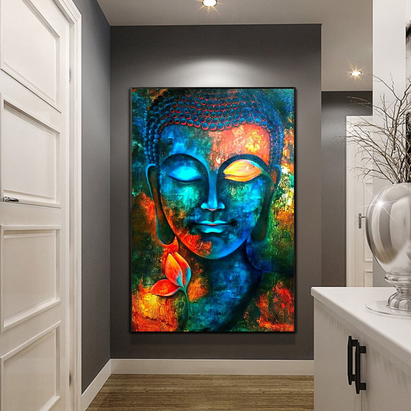 Buddha Pictures Abstarct Colorful Posters Canvas Painting Wall Art For Living Room Entrance Bedroom Modern Decoration NO FRAME