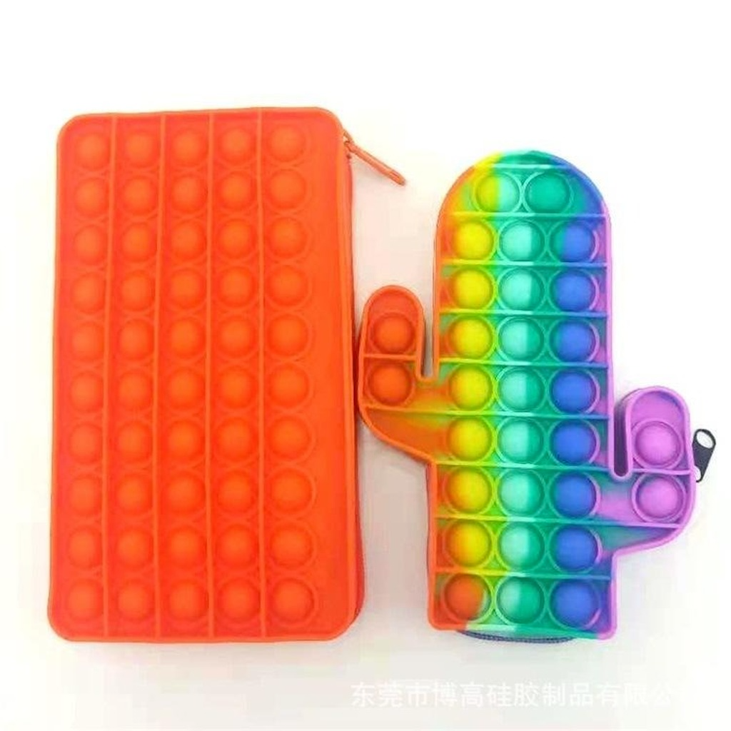 DHL Silicone Rainbow Push It Bubble Pencil Bag Case Fidget Toys Simple Dimple Bubble Finger Toys Decompression Relief Interactive School Pouches FY282