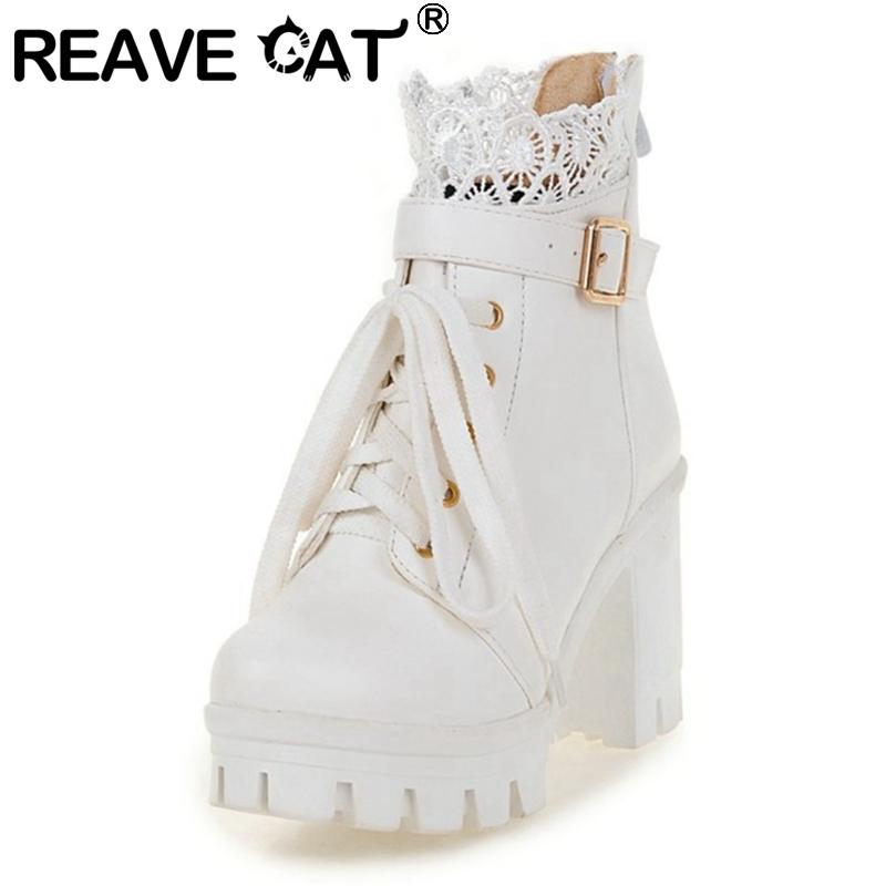 Boots REAVE CAT 2021 Ladies Ankle Stweet Platforms Cosplay Zip Belt Buckle Lace Up 9.5CM Thick Sole Block Heel Black White A4464
Boots REAVE CAT 2021 Ladies Ankle Stweet Platforms Cosplay Zip Belt Buckle Lace Up 9.5CM Thick Sole Block Heel Black White A4464