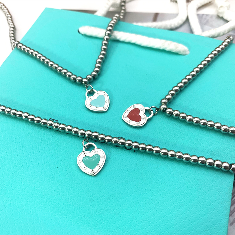 logo luxury Heart Beaded Bracelet Women couple strands Stainless Steel chain on Hand Gifts for girlfriend Accessories Pink Red Green Blue wholesale
logo luxury Heart Beaded Bracelet Women couple strands Stainless Steel chain on Hand Gifts for girlfriend Accessories Pink Red Green Blue wholesale