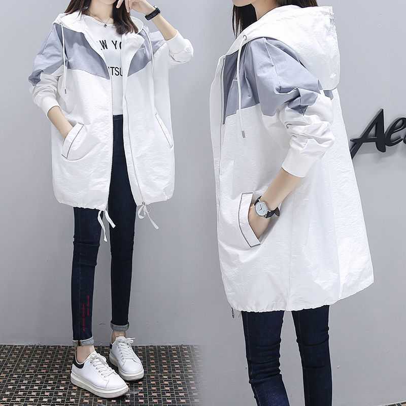 Plus Size 3xl Streetwear Trench Coat Women Hooded Long Windbreaker Female Patchwork Oversized Womens Overcaot Spring Outwear 210820