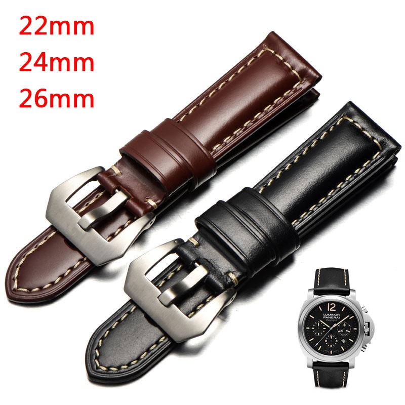 Watch Bands 22 24 26mm Vintage Genuine Cowhide Strap For 1950 Waterproof Leather Wrist Band Black/Brown Pin Buckle Men от DHgate WW