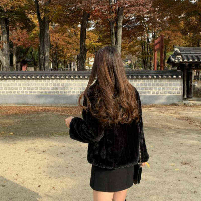 Women's rabbit fur coat winter warm White comfortable faux fur Jacket long sleeve oversize Artificial fur Overcoat female 211123