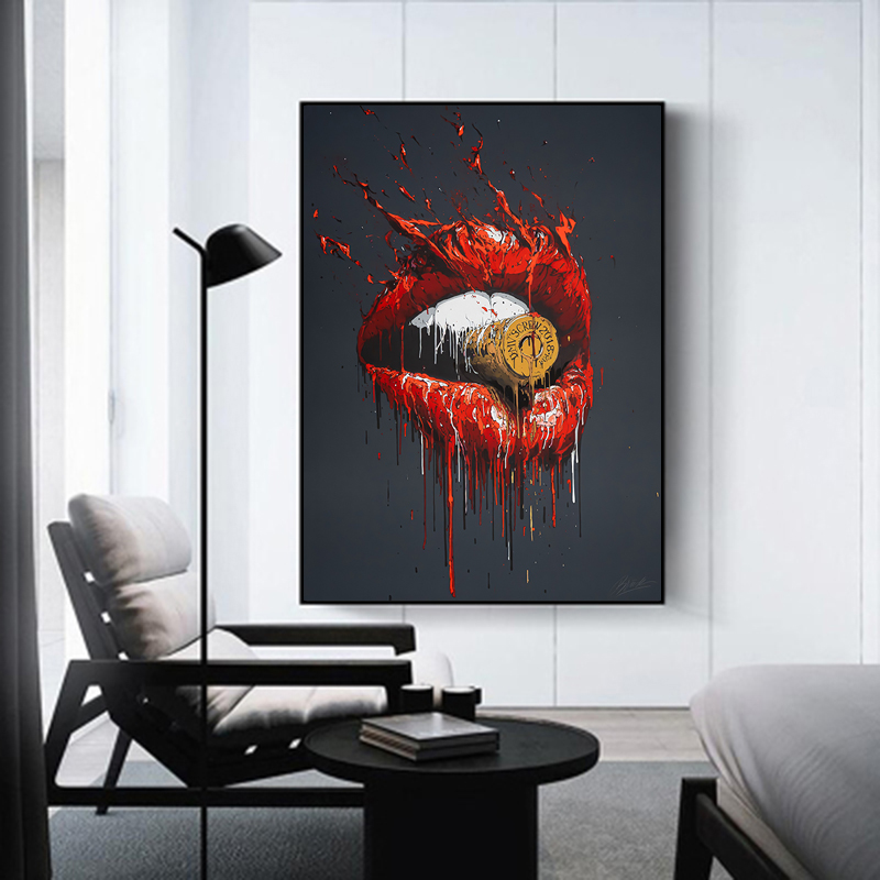Red Lips Mouth Bullet Canvas Painting Wall Art Pictures For Living Room Decoration Abstract Art Posters And Prints