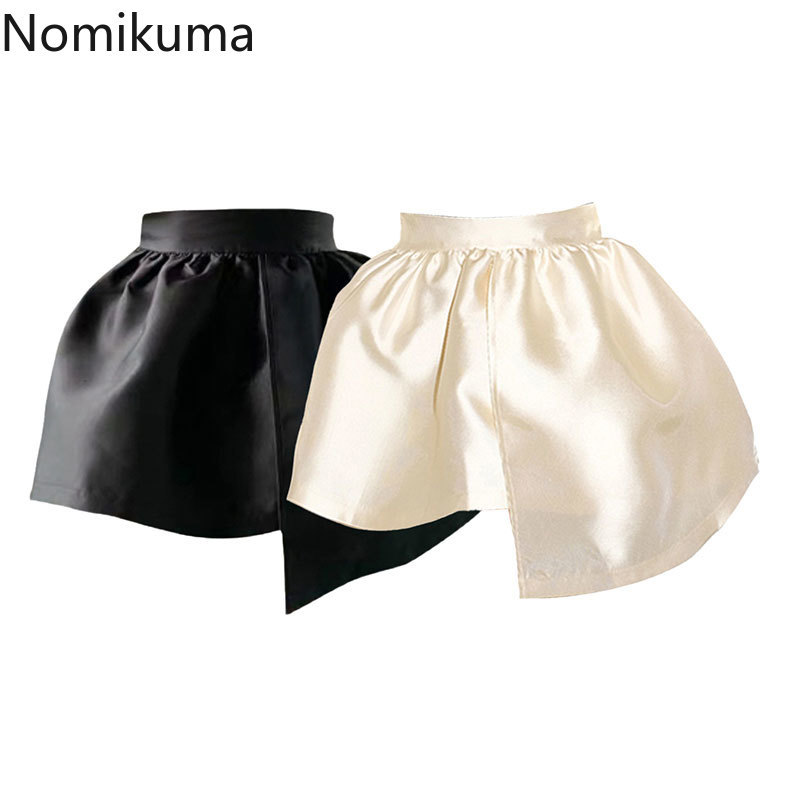 Nomikuma Korean Satin Woman Skirts Causal Irregular A-line Mini Skirt Summer New Fashion Clothing Mujer Faldas 6G815 210427