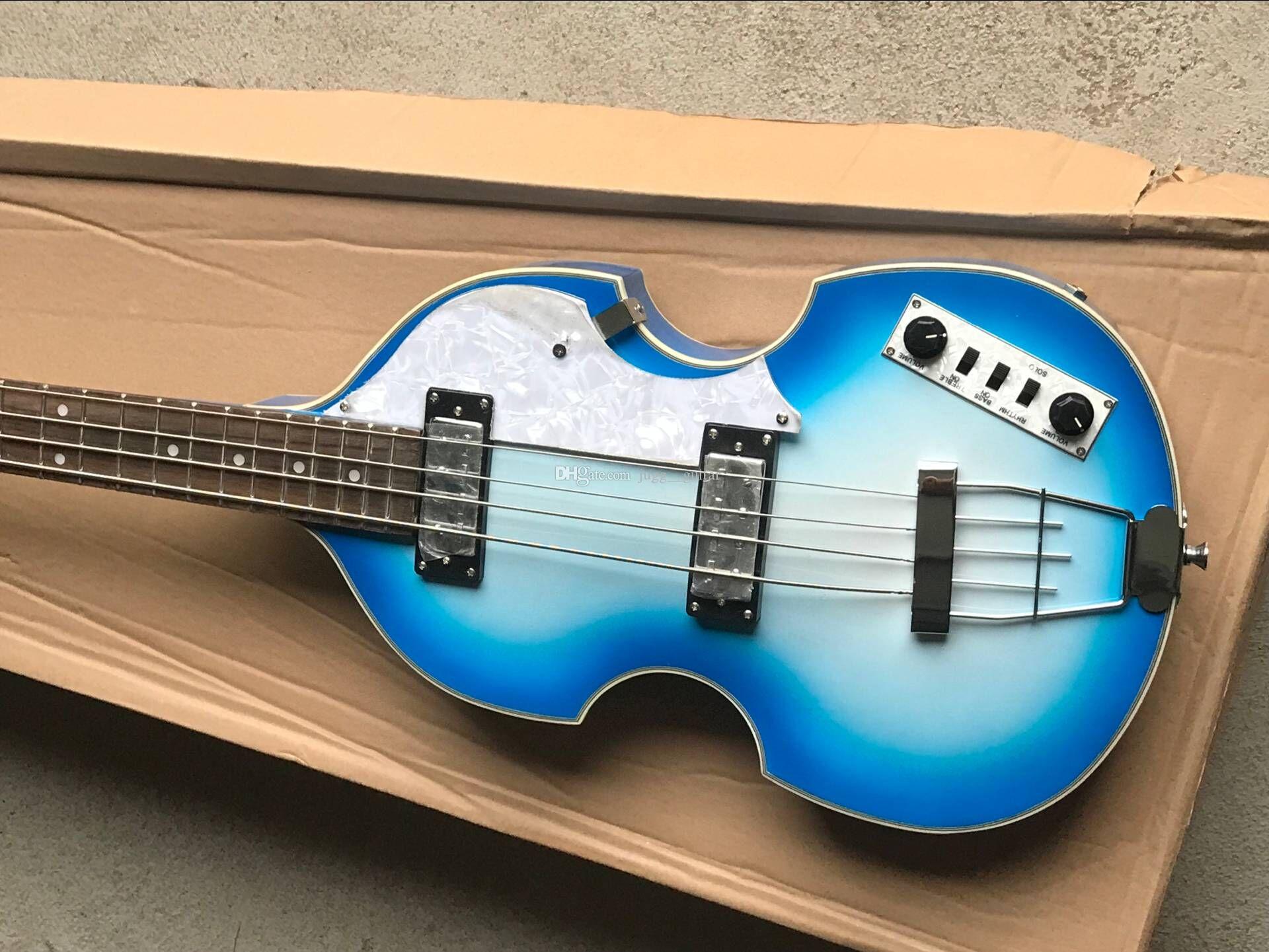 Rare McCartney Hofner H500/1-CT Contemporary Violin Deluxe Bass White Blue Burst Electric Guitar White Pearl Tuners, 2 511B Staple Pickups
Rare McCartney Hofner H500/1-CT Contemporary Violin Deluxe Bass White Blue Burst Electric Guitar White Pearl Tuners, 2 511B Staple Pickups