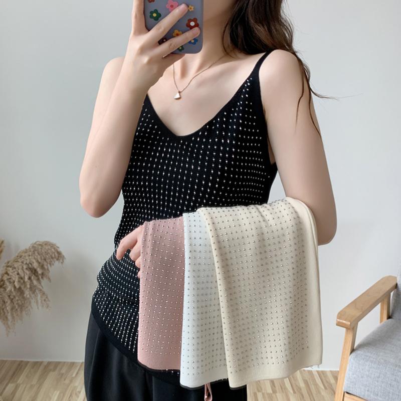 Women's Tanks & Camis AOSSVIAO 2022 Sexy Shiny Knitted Top Summer V-neck Diamonds Tank Women Slim Female Bling Sleveless T-shirt Vest, White
Women's Tanks & Camis AOSSVIAO 2022 Sexy Shiny Knitted Top Summer V-neck Diamonds Tank Women Slim Female Bling Sleveless T-shirt Vest, White