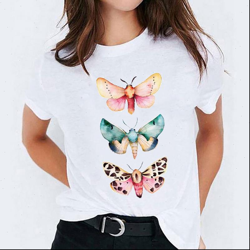 butterfly clothing cute summer women t shirt autumn 90s print graphic tee, White