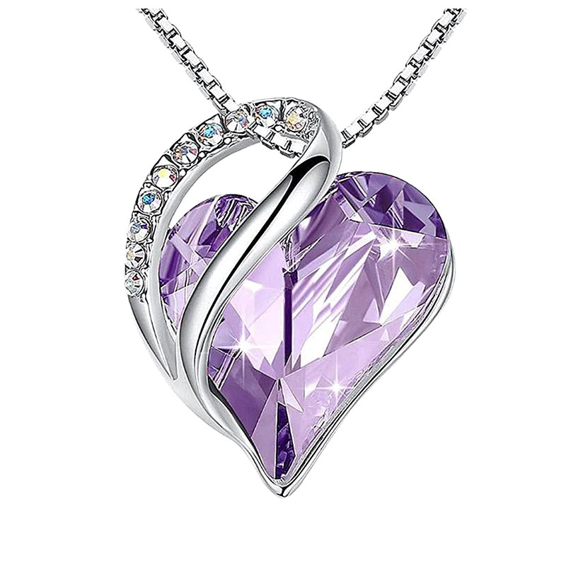 Love Heart Austrian Crystal Heart Pendent Necklace for Women Shiny Friendship Birthday Stone Necklace Nice Wedding Bride Jewelry Gift