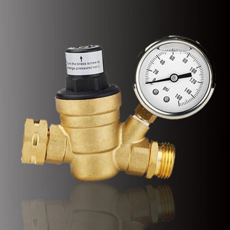 Parts Brass Water Pressure Regulator Lead Free Valve Adjustable Reducer For RV Screened Filter