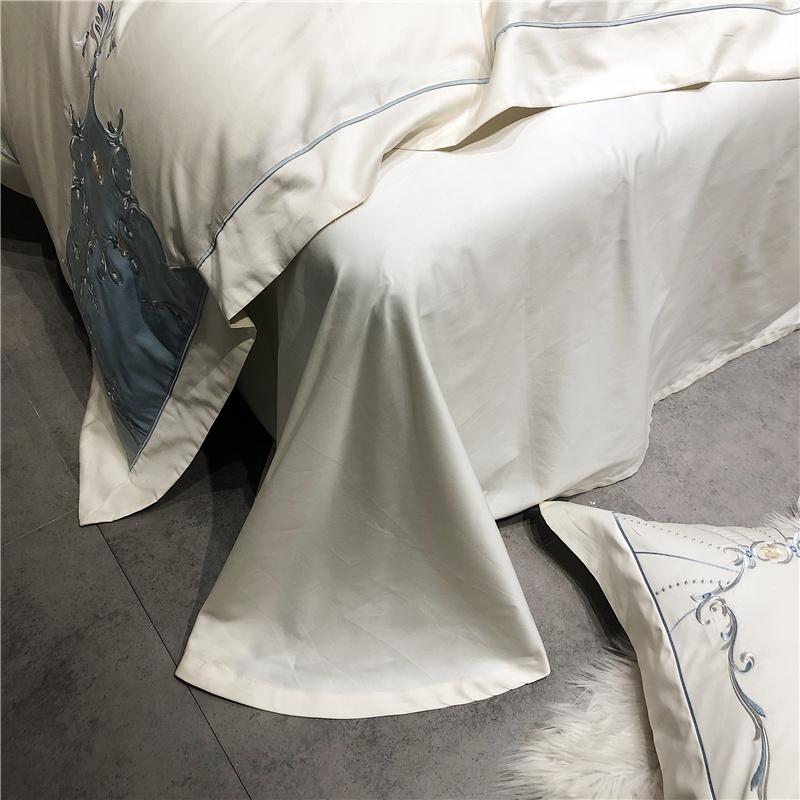 Duvet Cover Set Long Staple Cotton Embroidery Luxury Bedding King Queen Size 4pcs Comforter Bed Sheet 2Pillow Shams Sets