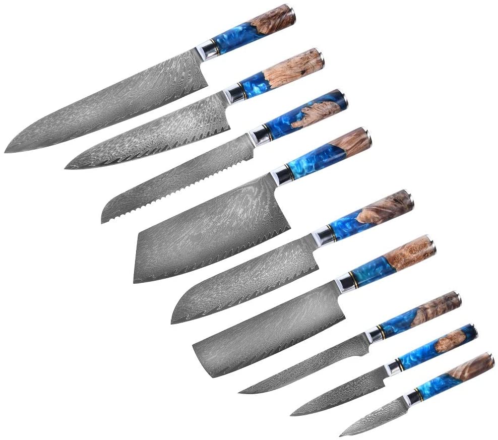 Kitchen Chef Knife Sets Damascus 67 Layers VG10 JapaneseSharp Chef Santoku Utility Butcher Knife Fillet Cleaver Knife Resin Wood Handle
Kitchen Chef Knife Sets Damascus 67 Layers VG10 JapaneseSharp Chef Santoku Utility Butcher Knife Fillet Cleaver Knife Resin Wood Handle