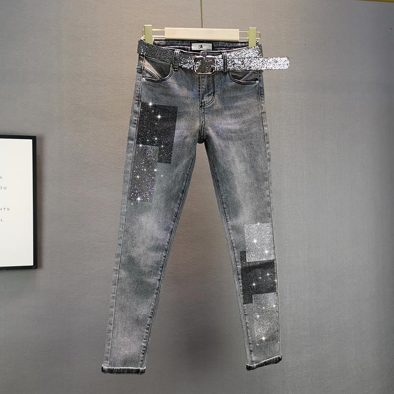 women's jeans jeans with a high waist, smoky jeans, elastic, european-style, thin, diamonds, for summer w0v1, Blue
women's jeans jeans with a high waist, smoky jeans, elastic, european-style, thin, diamonds, for summer w0v1, Blue