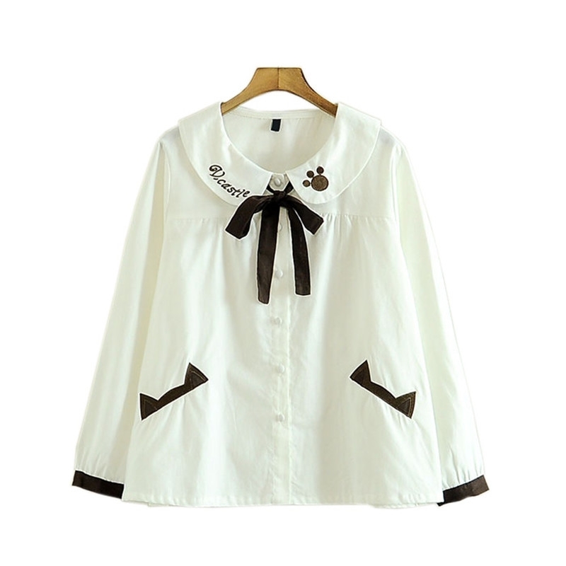 MERRY PRETTY Women Letter Embroidery Blouse Preppy Style Long Sleeve Cotton Shirts Fashion Bow Turn down Collar white tops blusa 210526
MERRY PRETTY Women Letter Embroidery Blouse Preppy Style Long Sleeve Cotton Shirts Fashion Bow Turn down Collar white tops blusa 210526