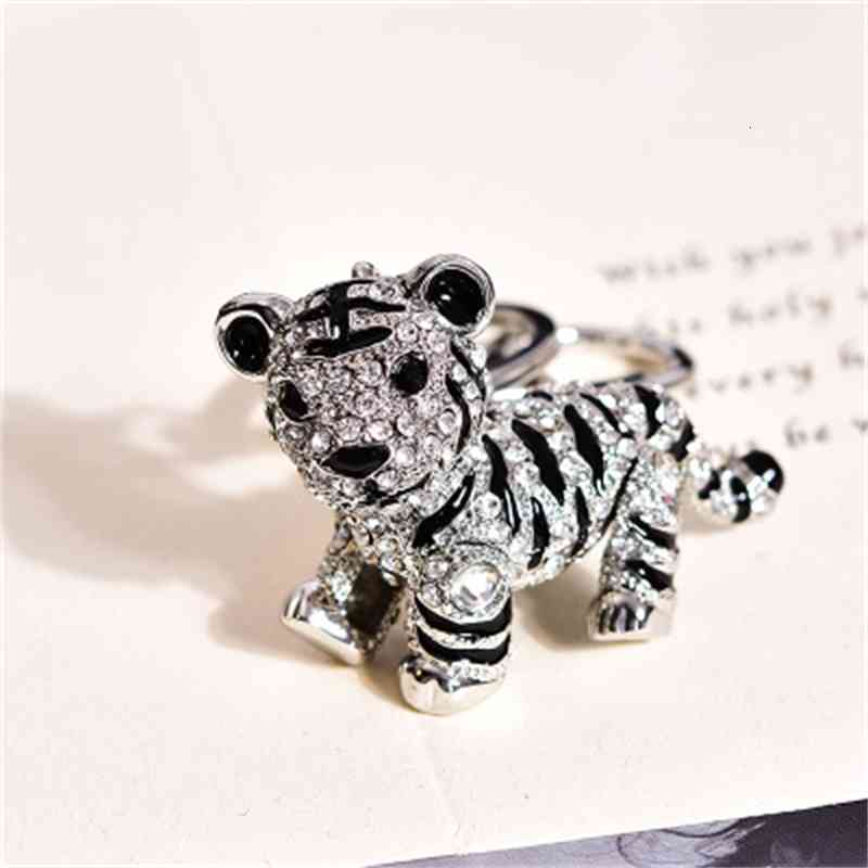 Korean Cute Zodiac Little Tiger Key Chain Car Crystal Bag Pendant Female Exquisite Net Red