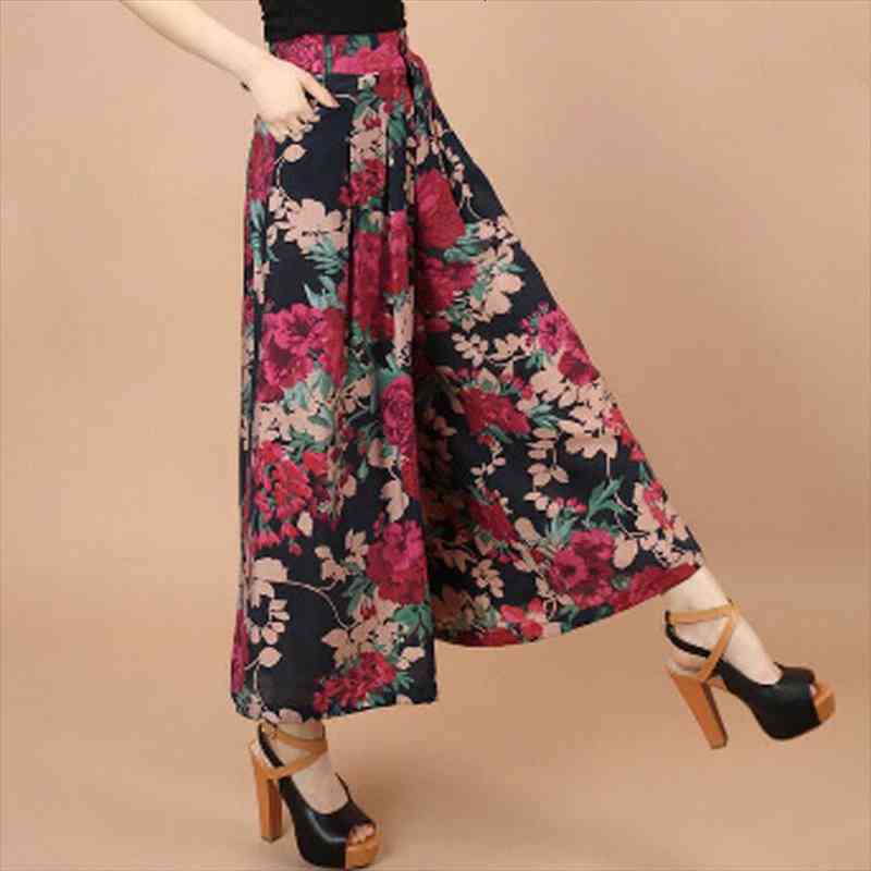 Summer Women Print Flower Pattern Wide Leg Loose Dress Pants Female Casual Skirt Trousers Capris Culottes Mujer Large Size, Black;white
Summer Women Print Flower Pattern Wide Leg Loose Dress Pants Female Casual Skirt Trousers Capris Culottes Mujer Large Size, Black;white